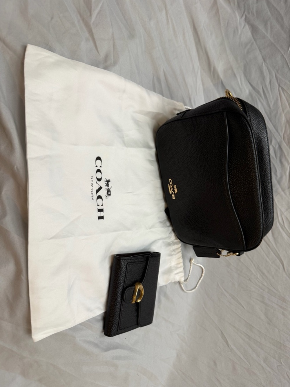 Coach Pebbled Leather Camera Bag in Black & Tabby Wallet